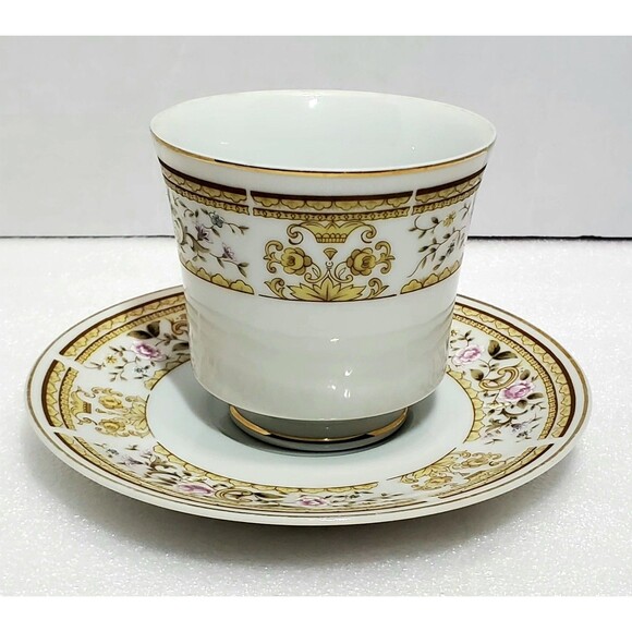 Wallace Heritage Daphne Tea Cup & SaucerFloral Gold Trim Porcelain Japan - Picture 4 of 13